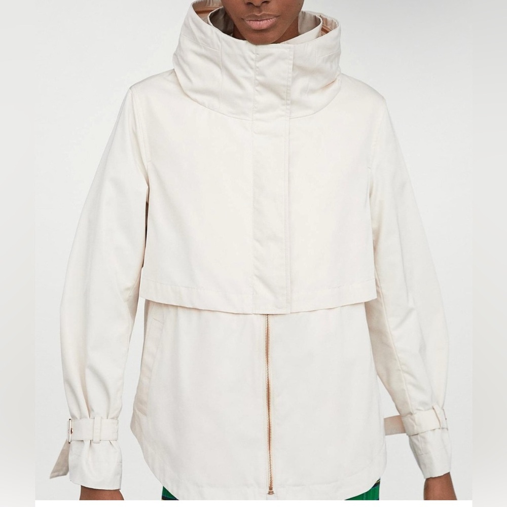 Zara Basic High Neck Rain Jacket With Packable Ho… - image 2